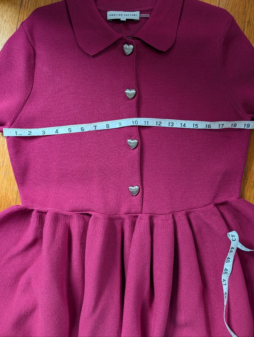 English Factory Heart Button Knit Mini Dress - Large - Picture 6 of 8